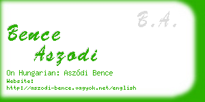 bence aszodi business card